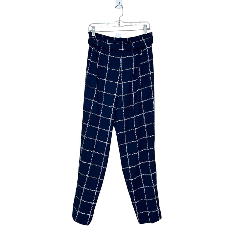 Express blue white checkered pleated high waist belted pants size 18R - Picture 6 of 9
